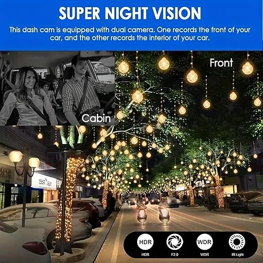 Cámara dual 1080P para coche, grabadora de conducción con visión nocturna